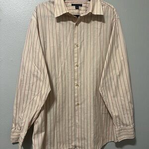 Banana Republic Men's Cream and Red Striped Shirt